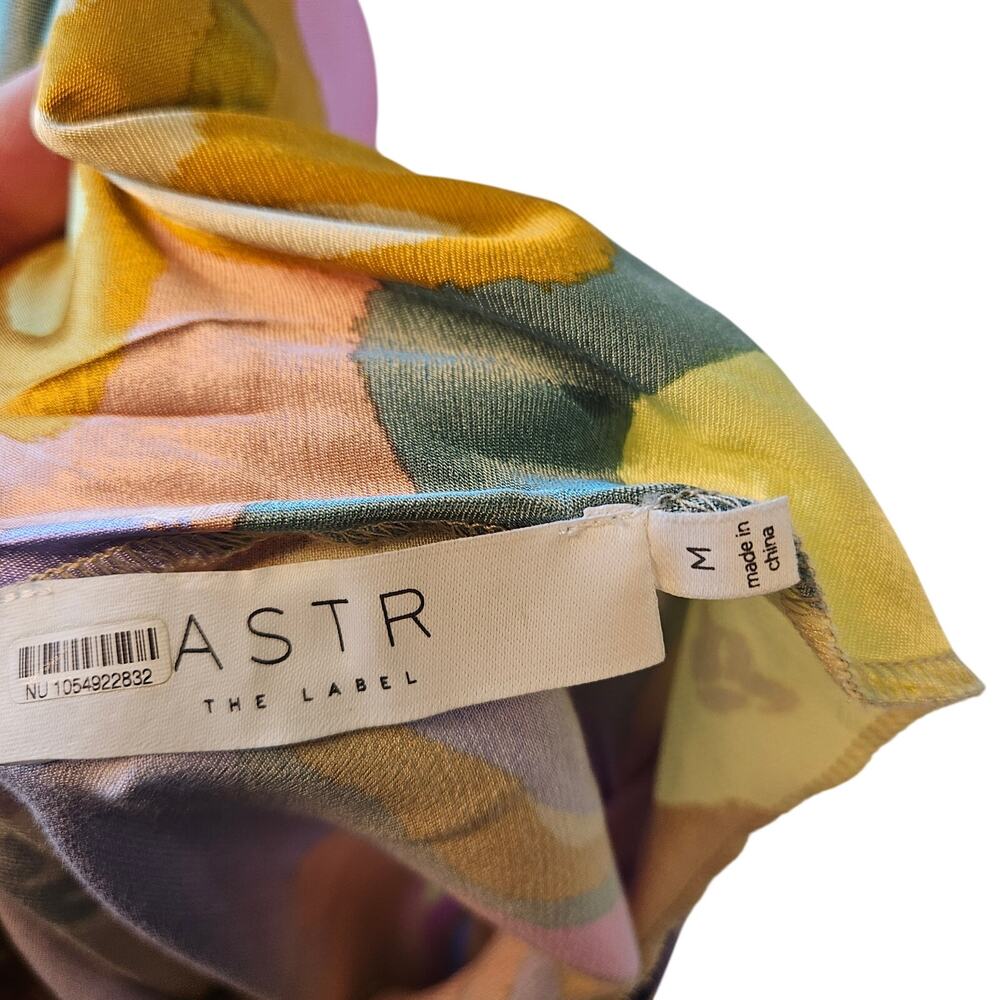 ASTR The Label Yellow Multicolor Floral Strapless Satin Maxi Dress Medium Artsy - Picture 11 of 12